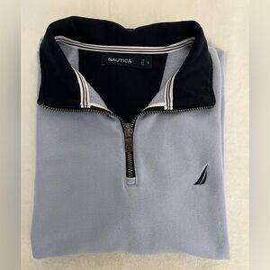 Nautica Blue Long Sleeve Size Large Quarter-zip closure